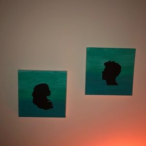 Two mini-painted-canvases